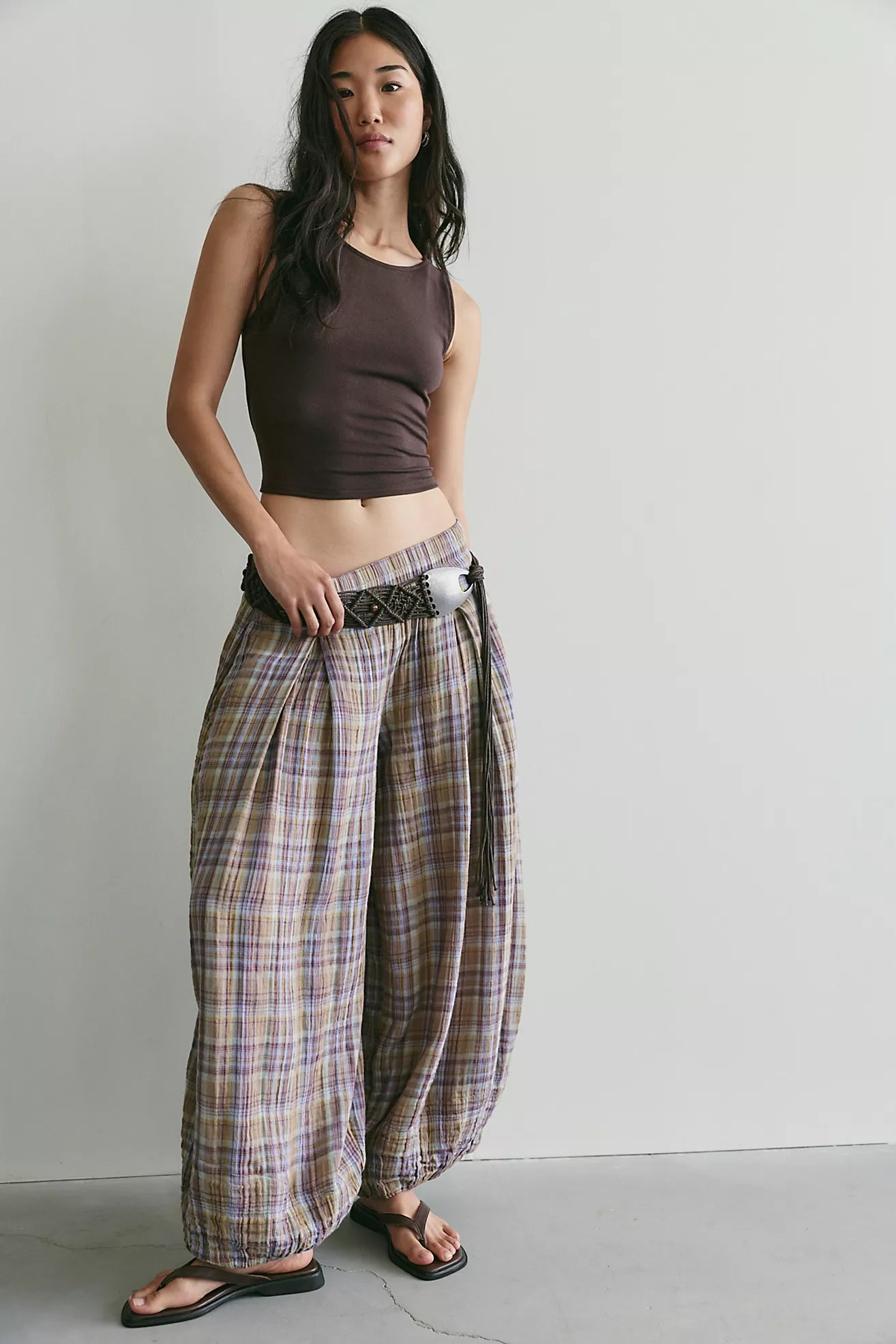 Moonflower Plaid Balloon Pants