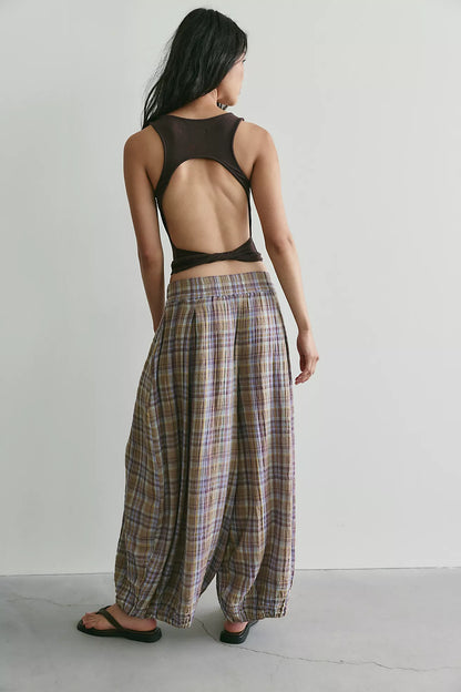 Moonflower Plaid Balloon Pants